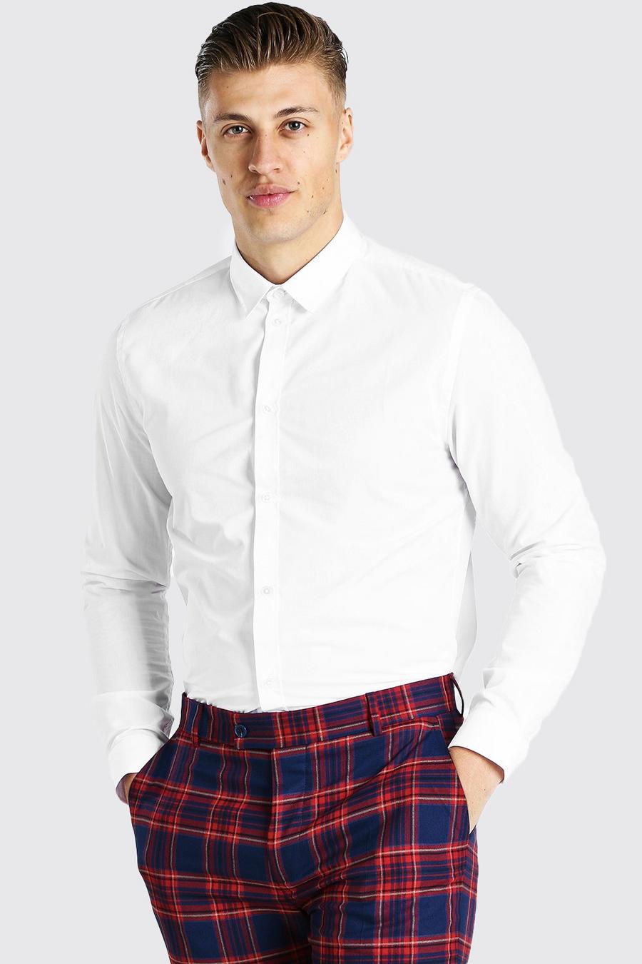 Camicia regular a maniche lunghe, Bianco image number 1