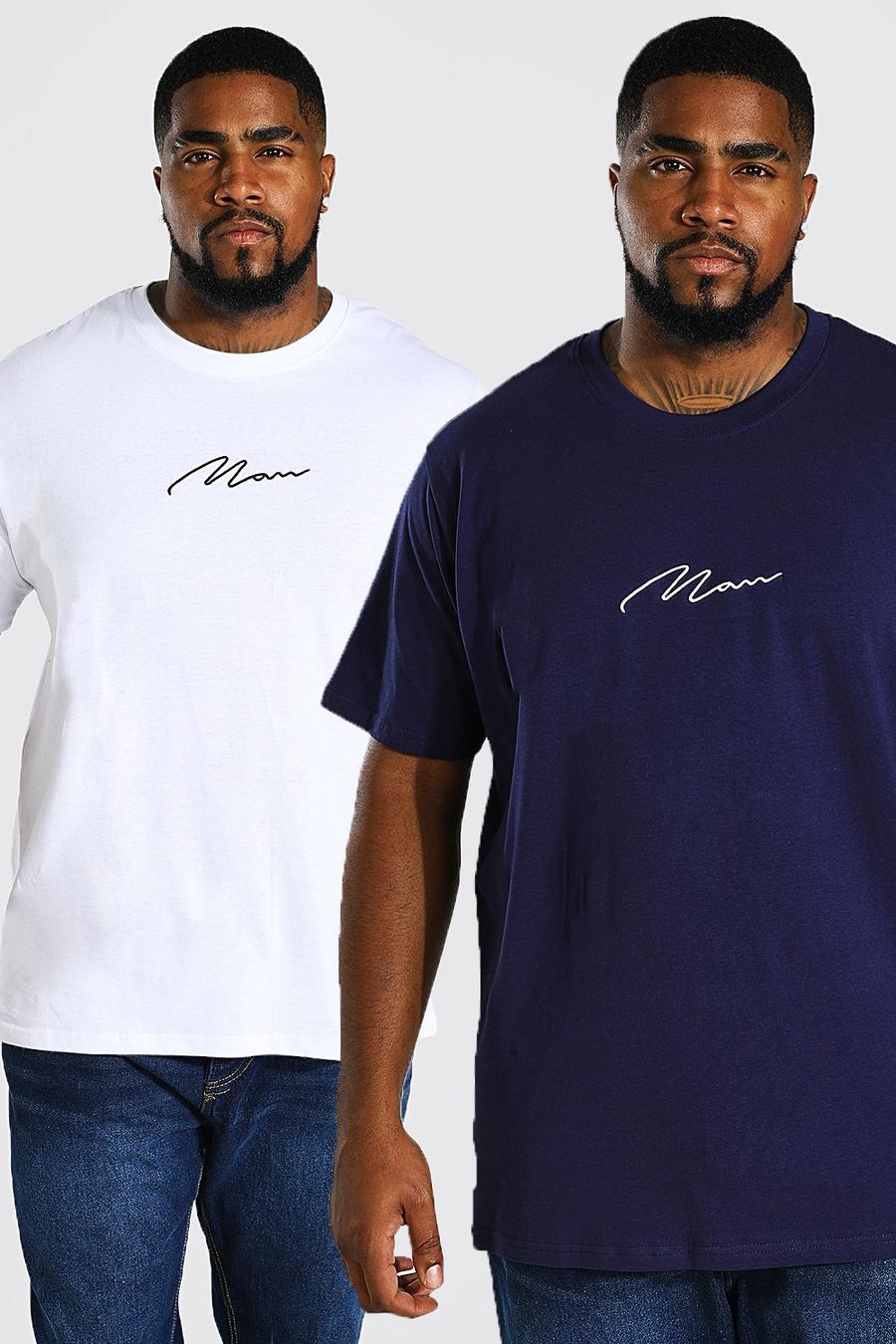 Confezione Big And Tall con 2 T-shirt con scritta MAN, Multi image number 1