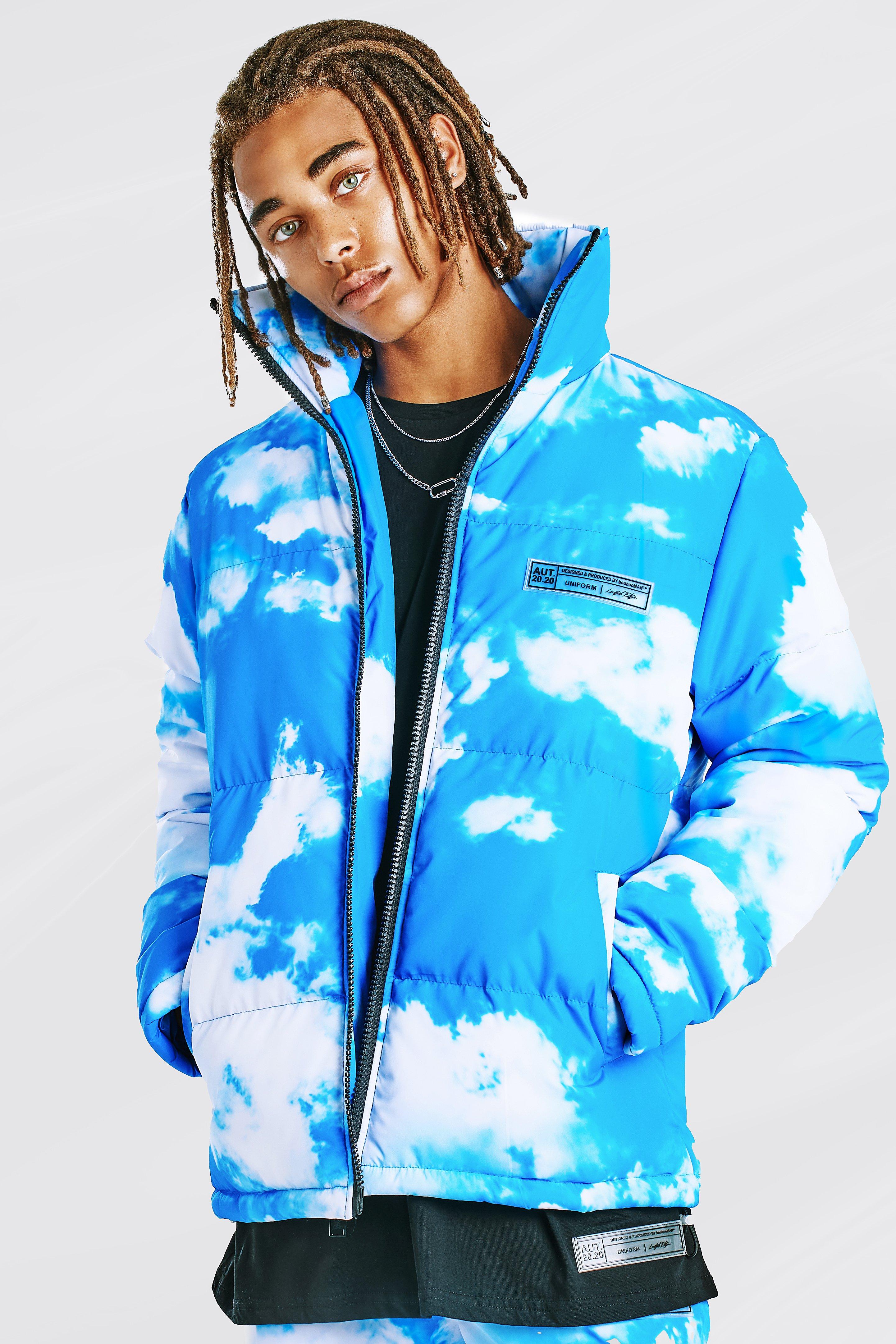 Cloud print hooded puffer jacket new arrivals