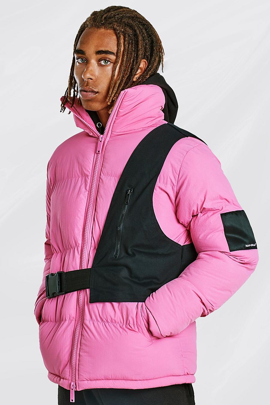 Pink Contrast Utility Detail Puffer image number 1