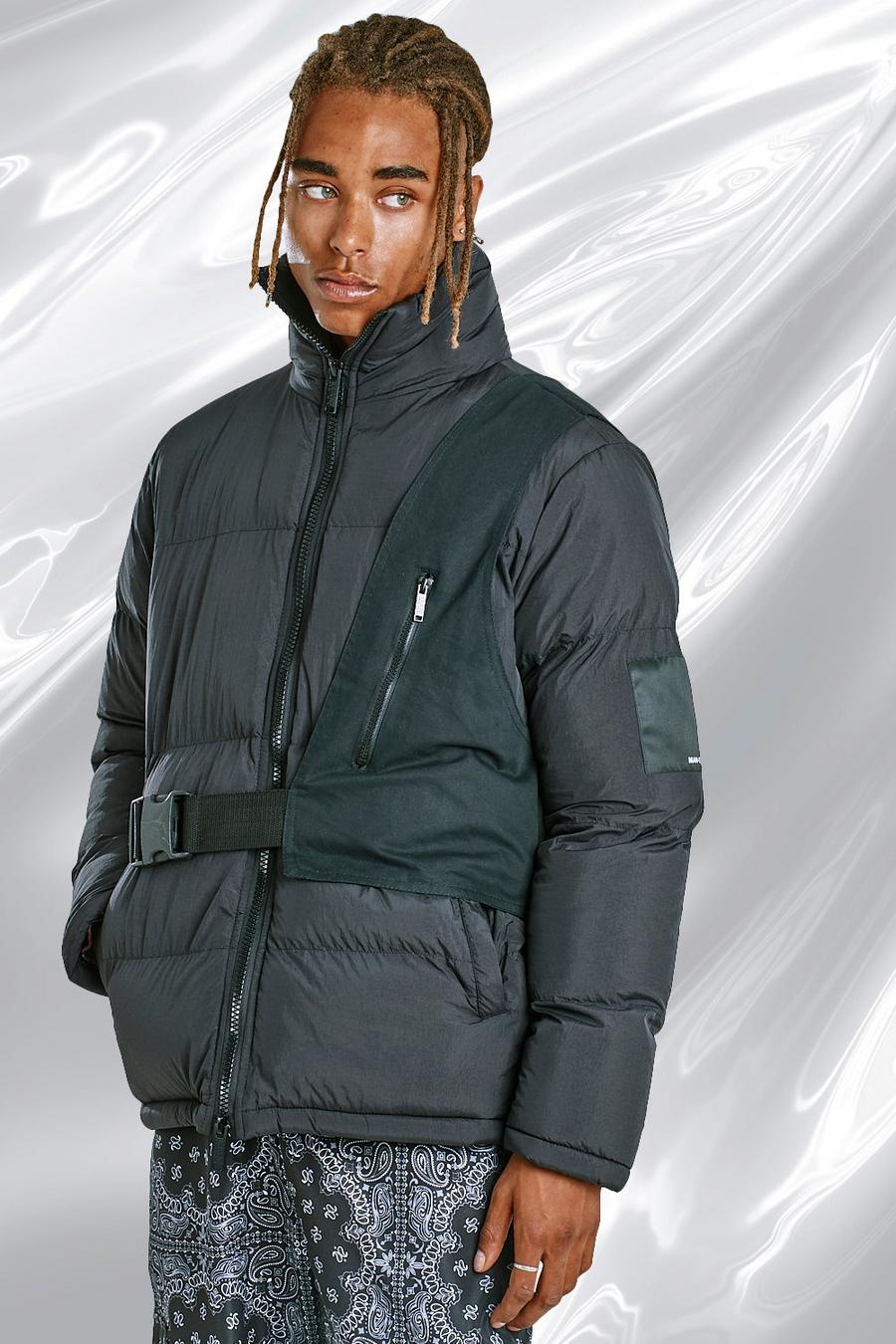 Black Contrast Utility Detail Puffer image number 1