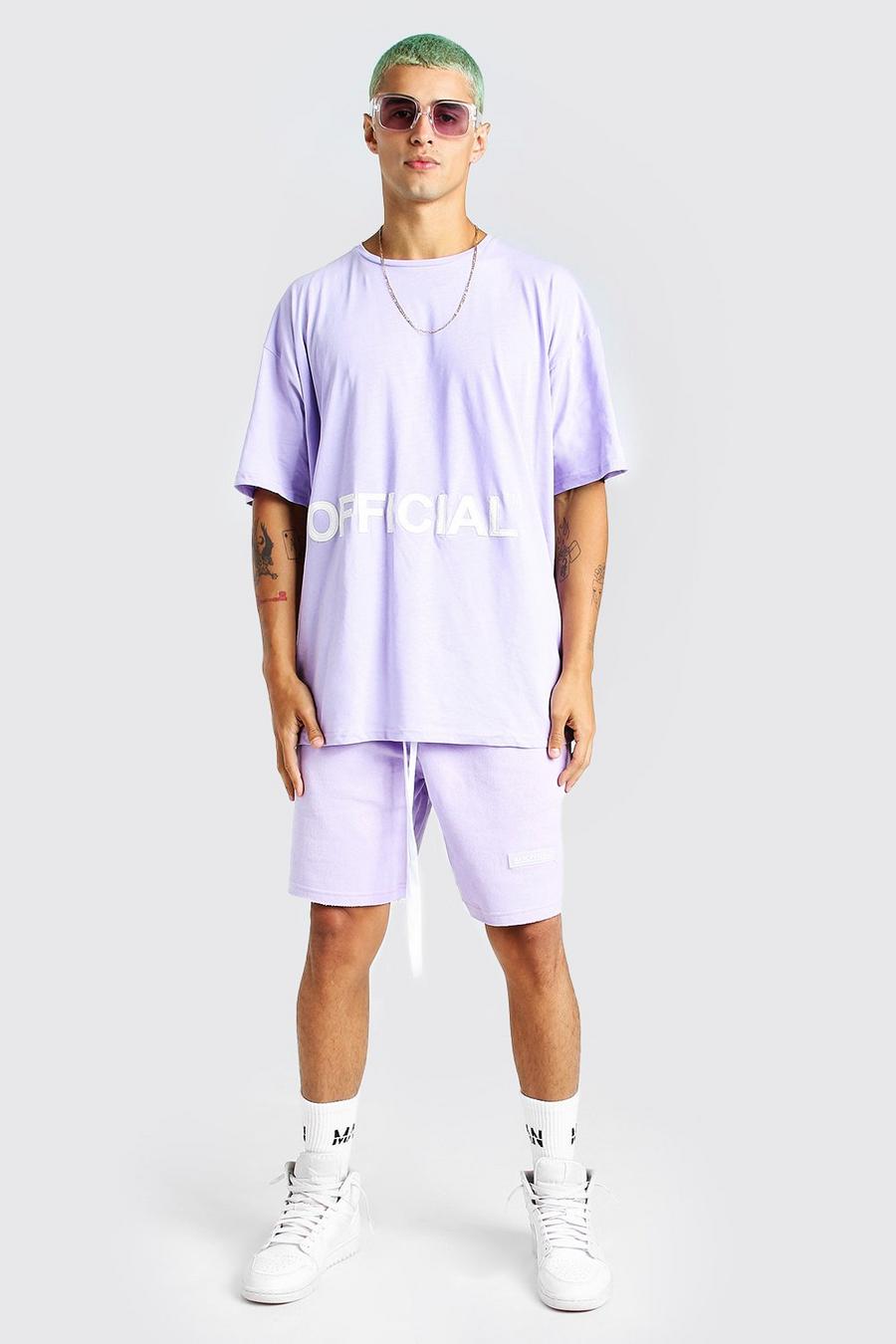 Lilac Oversized Official Applique T-Shirt & Short Set image number 1