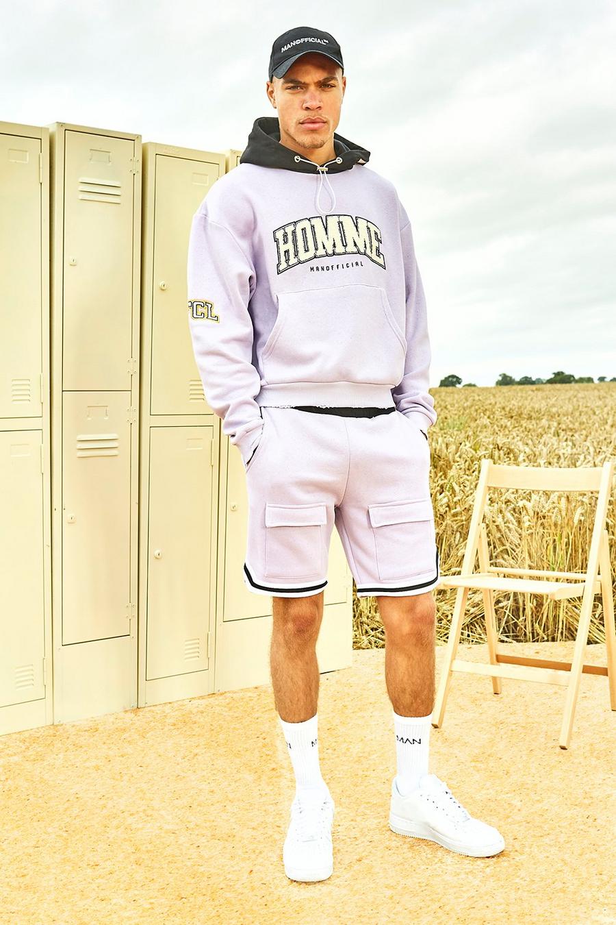 Lilac purple Varsity Homme Short Tracksuit With Sports Rib image number 1