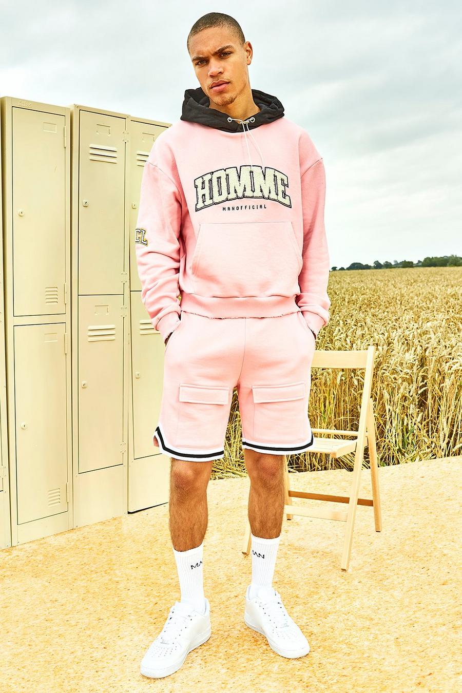 Light pink Varsity Homme Short Tracksuit With Sports Rib image number 1