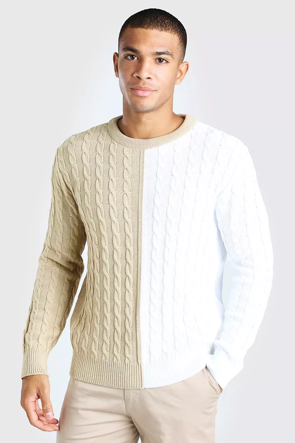 Mens oatmeal cable knit sweater hot sale