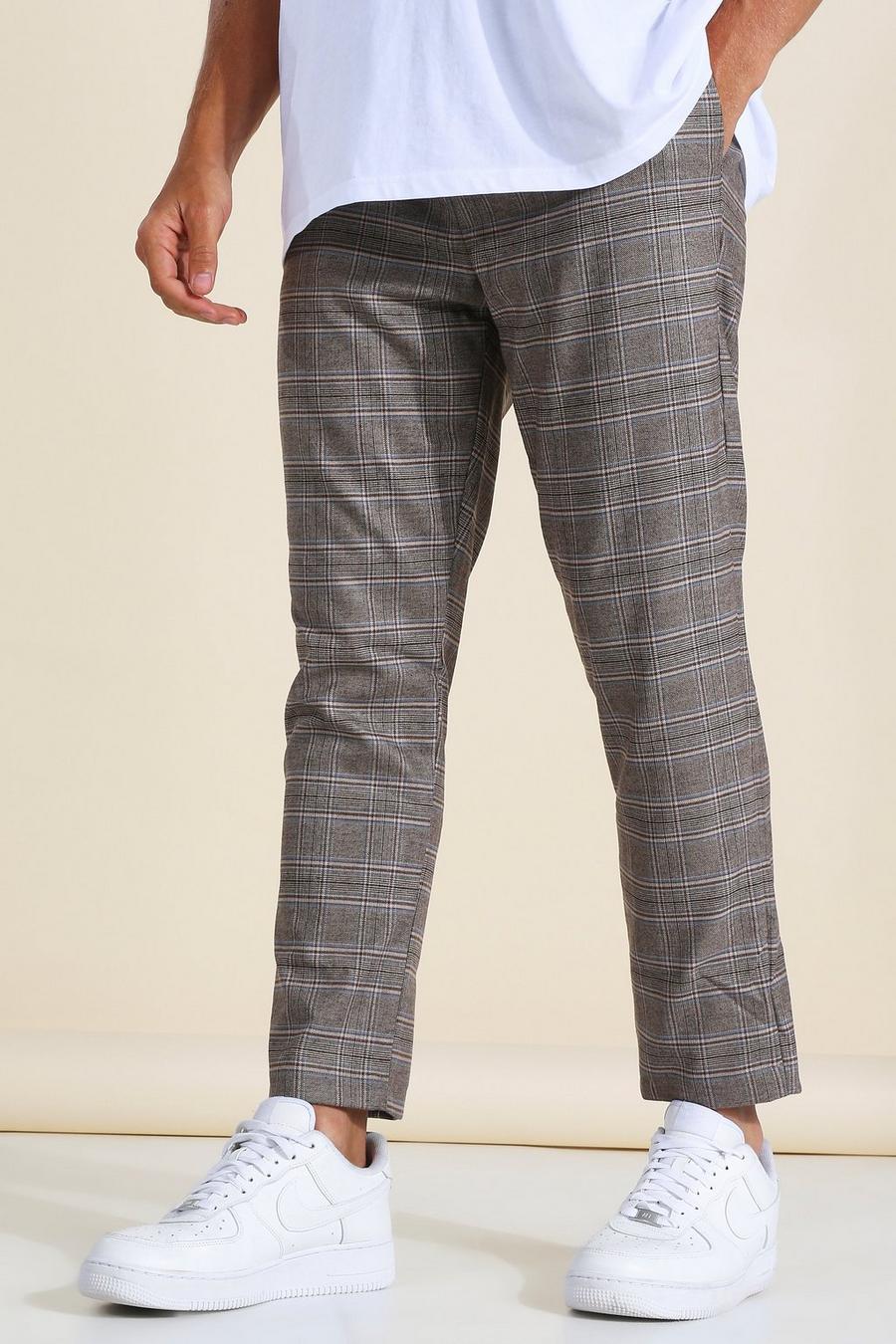 Tapered Brown Check Jogger Pants image number 1