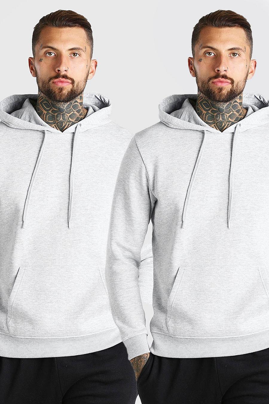 Grey marl 2 Pack Basic Over The Head Hoodie image number 1