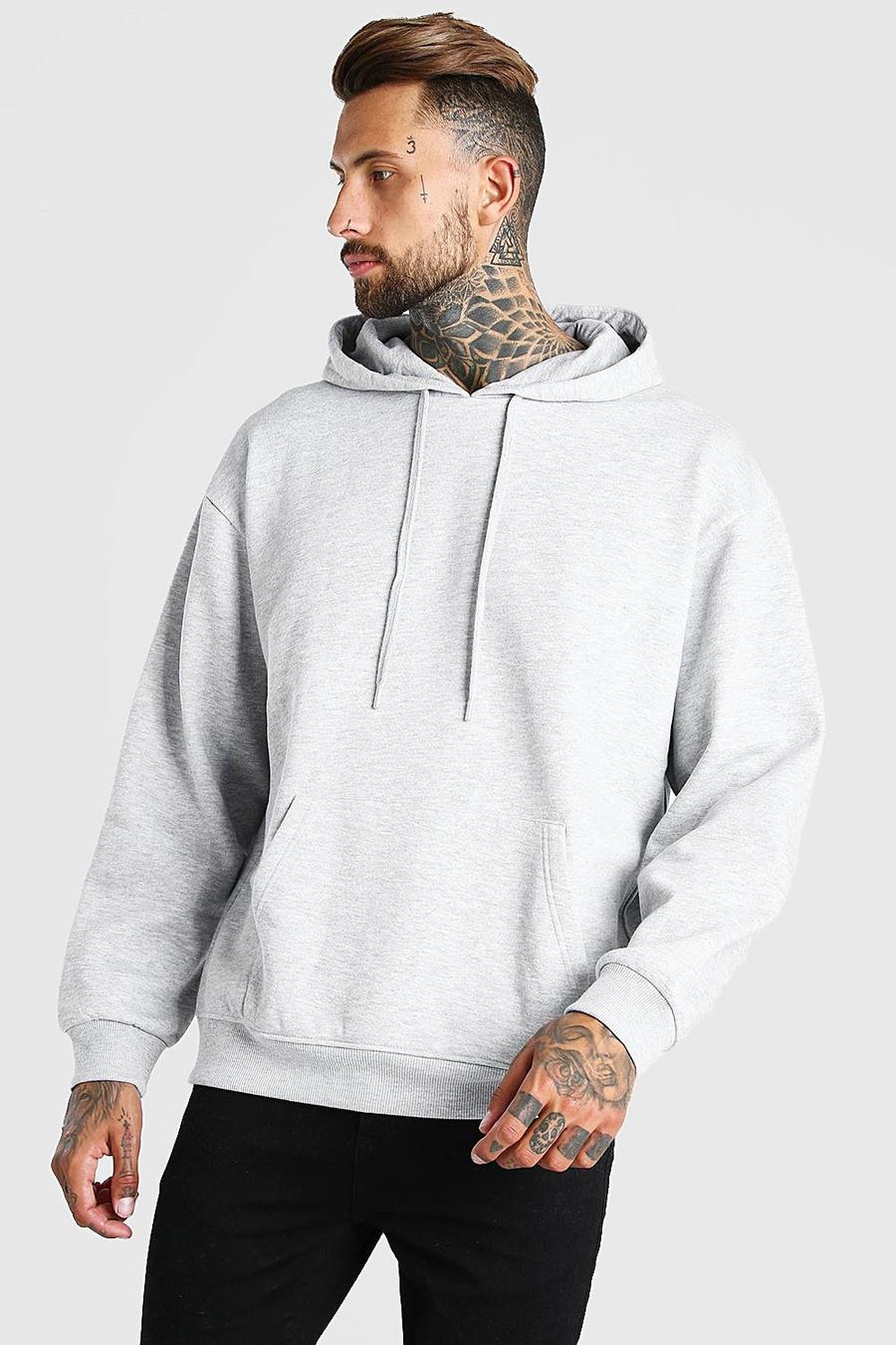 Grey marl Oversized Basic Over The Head Hoodie image number 1