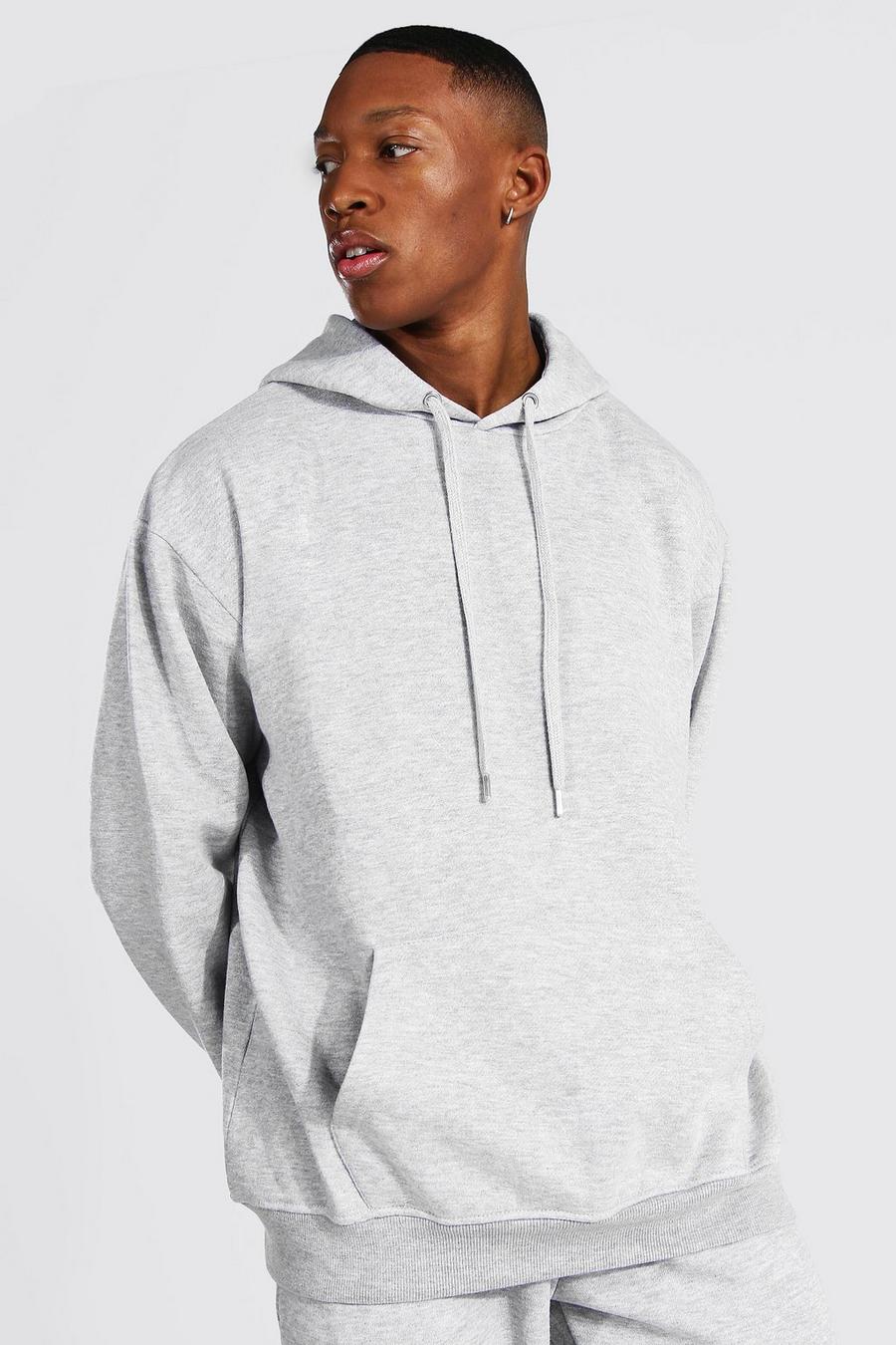 Grey Oversized Basic Over The Head Hoodie image number 1