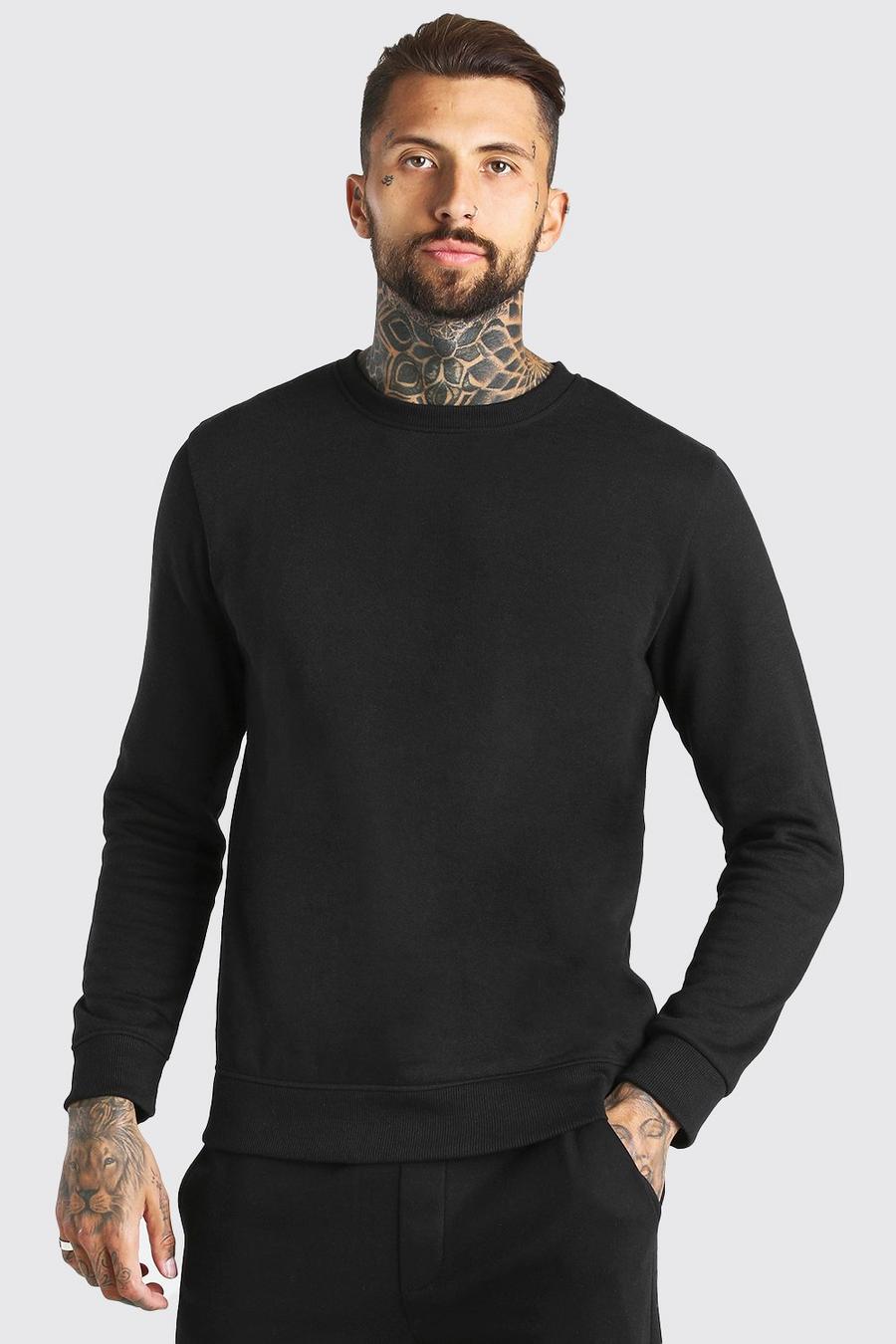 Schlichtes Sweatshirt mit Rundhalsausschnitt, Schwarz image number 1