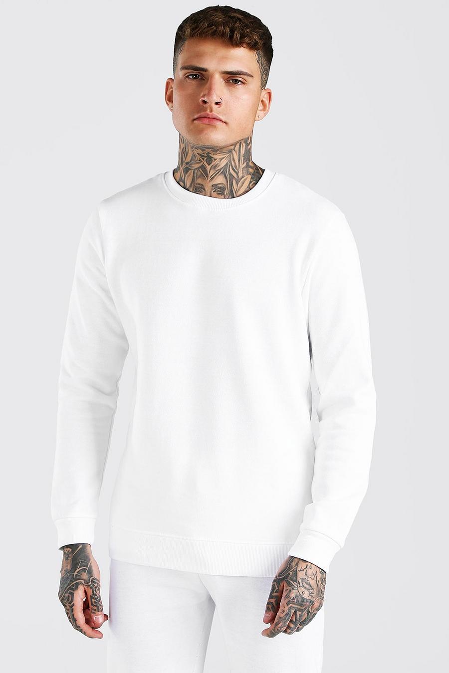 White Basic Sweatshirt med rund hals image number 1