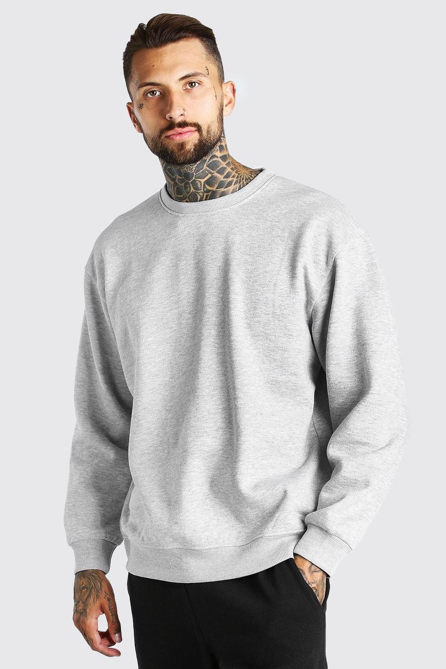 Oversize Rundhals-Sweatshirt, Grau meliert image number 1