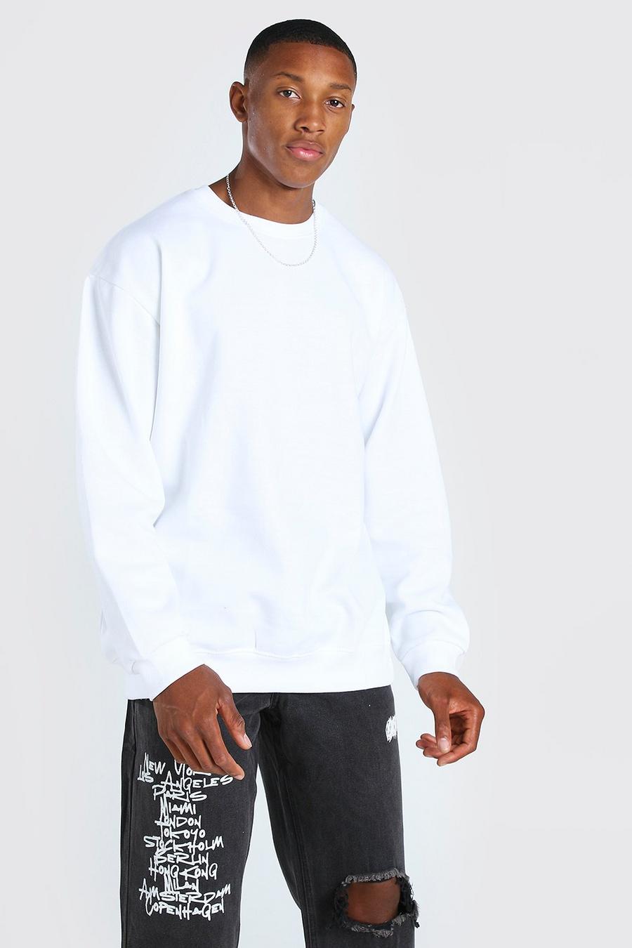 White Oversize sweatshirt med rund hals image number 1