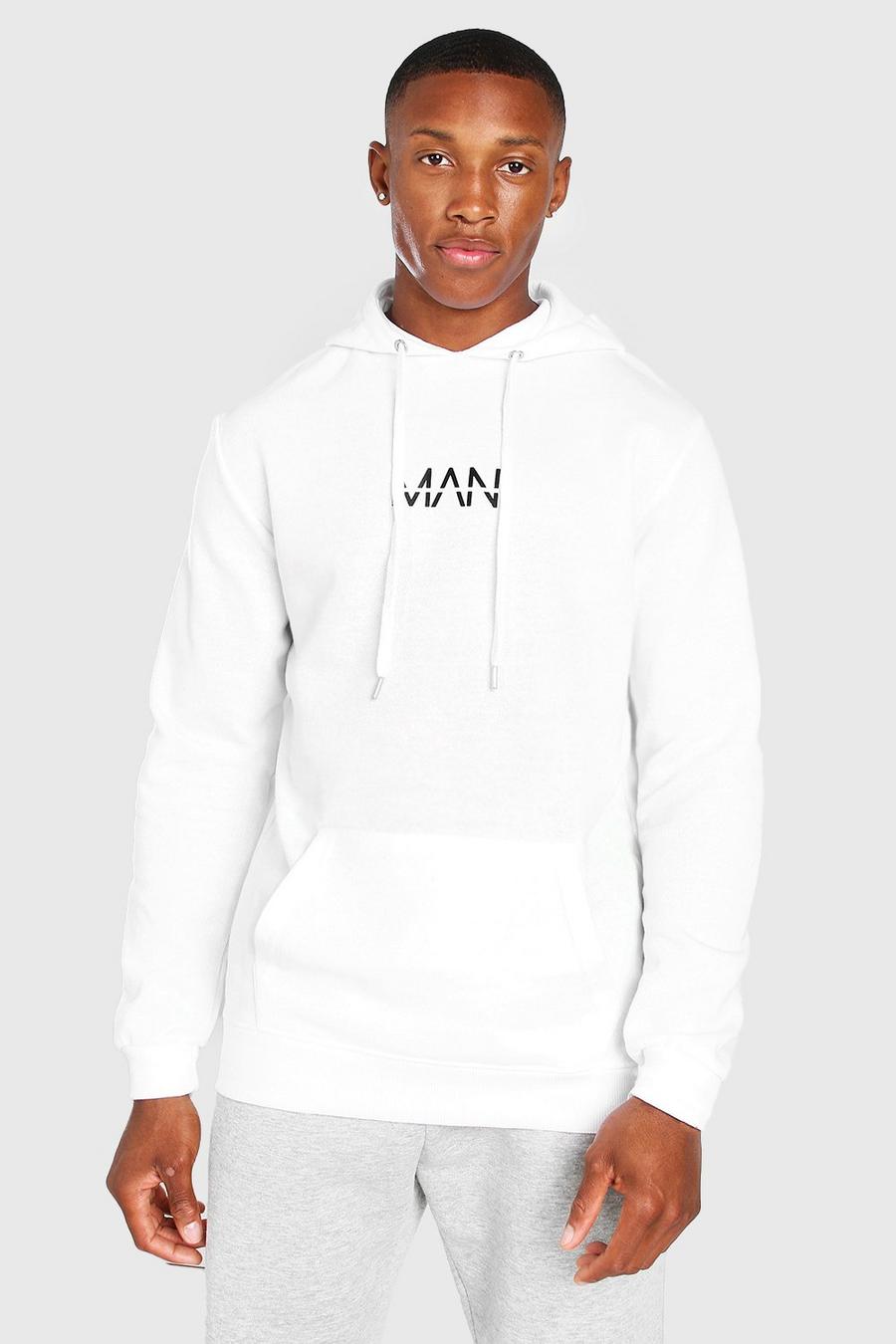 White Original MAN Over The Head Hoodie image number 1