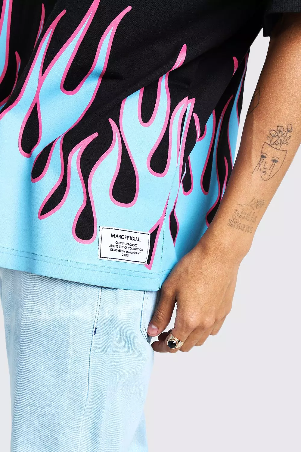 Oversized flame hot sale shirt