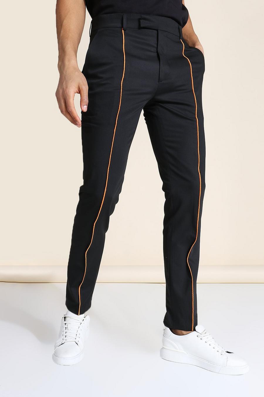 כתום ניאון מכנסיים מחויטים סקיני עם פס דק בצבע ניאון image number 1