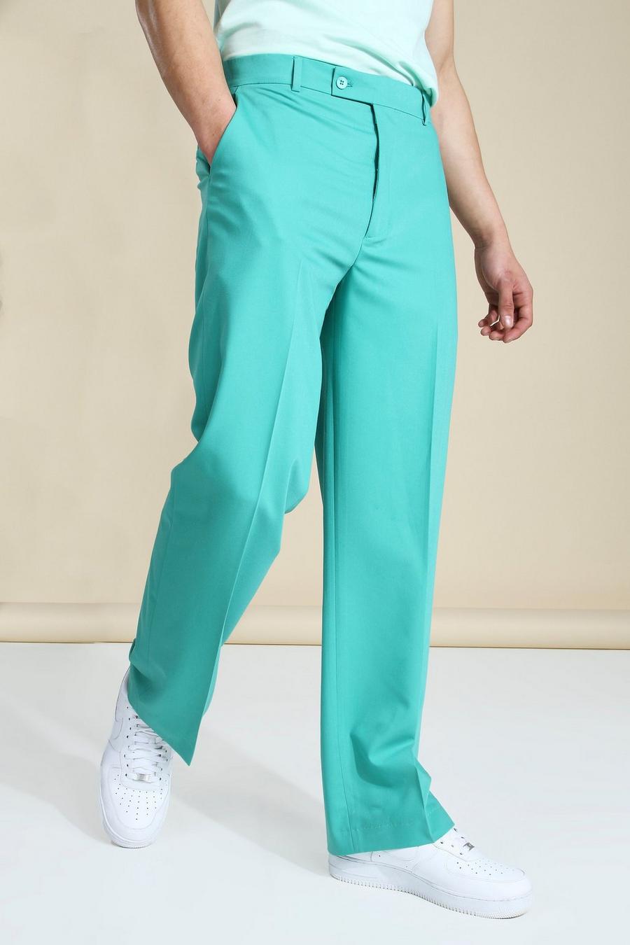 Teal Wide Leg Tailored Pants image number 1