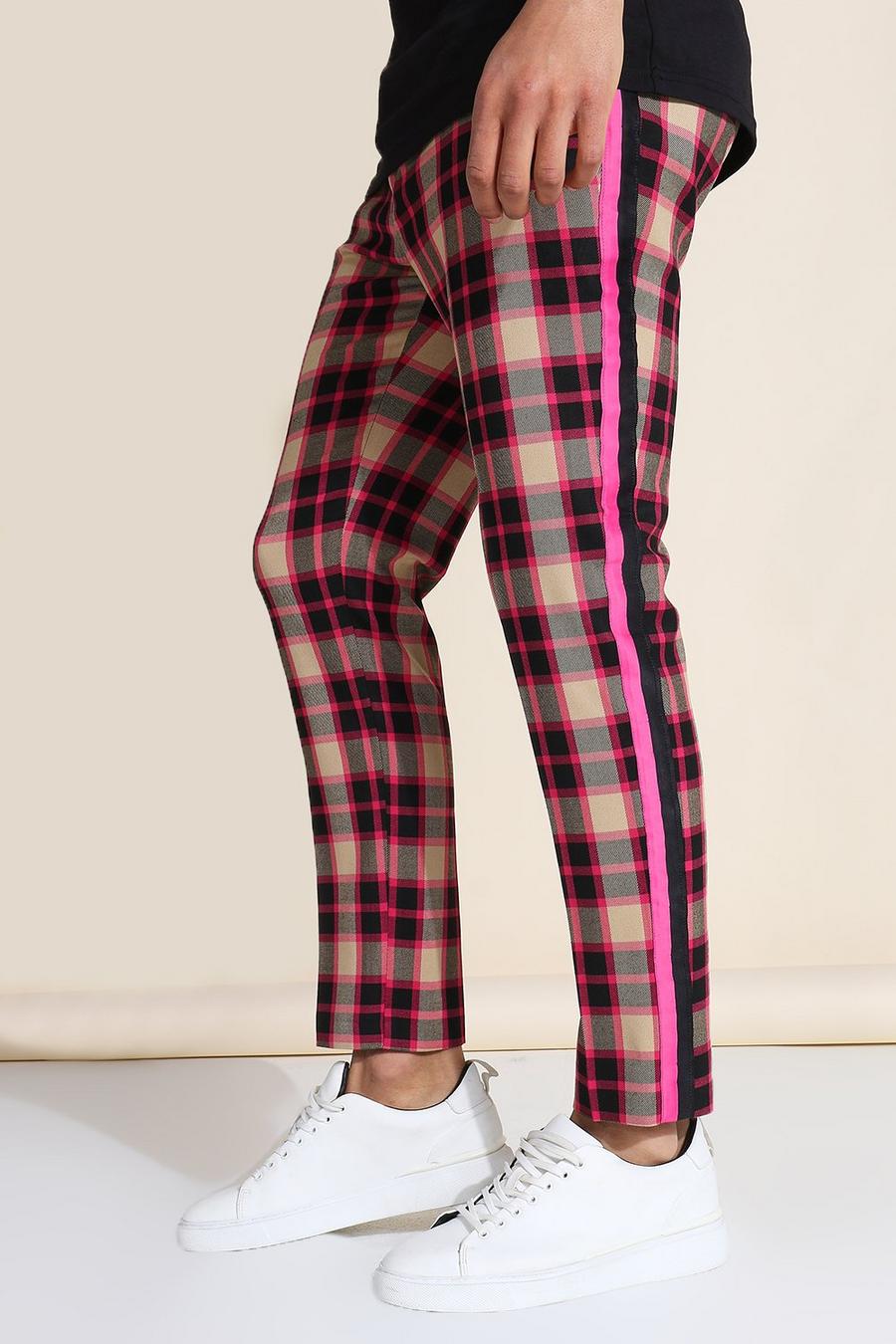 Multi Skinny Crop Check Tape Tailored Pants image number 1