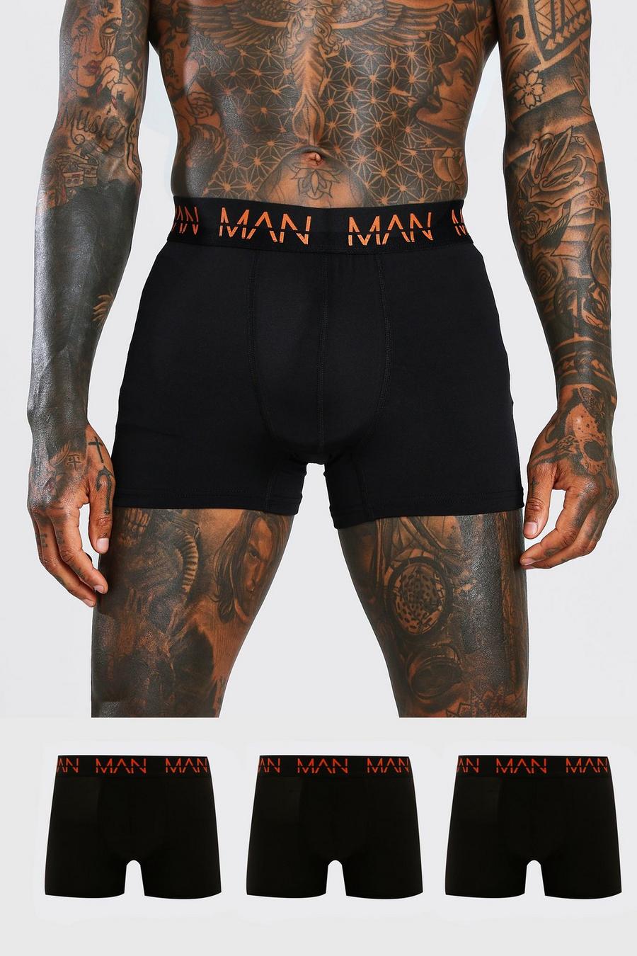 Black MAN Active 3 Pack Boxers image number 1