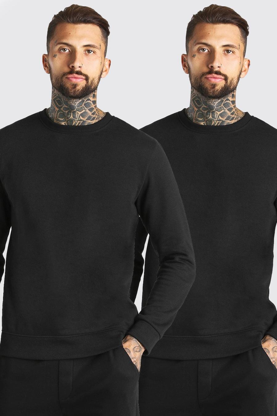 Black Basic Sweatshirts (2-pack) image number 1