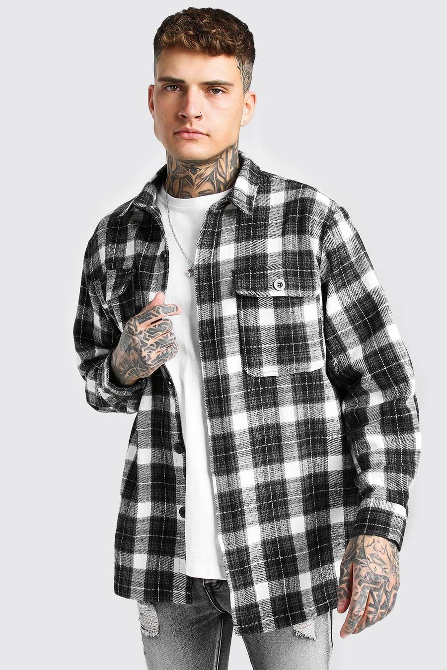 Grey Long Sleeve Heavy Weight Flannel Overshirt image number 1