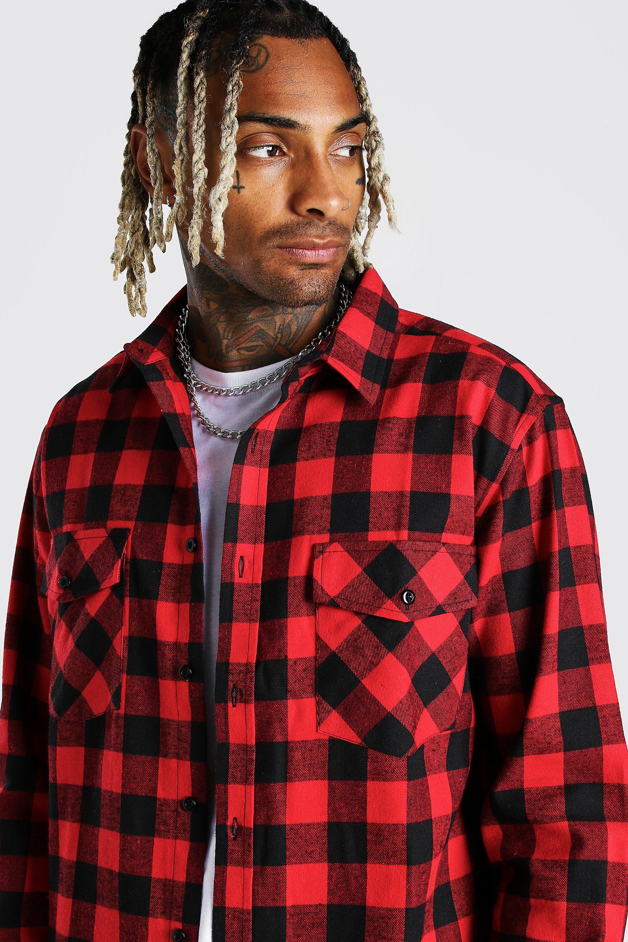 Rothco Heavy Red, White & Blue Plaid Flannel Shirt