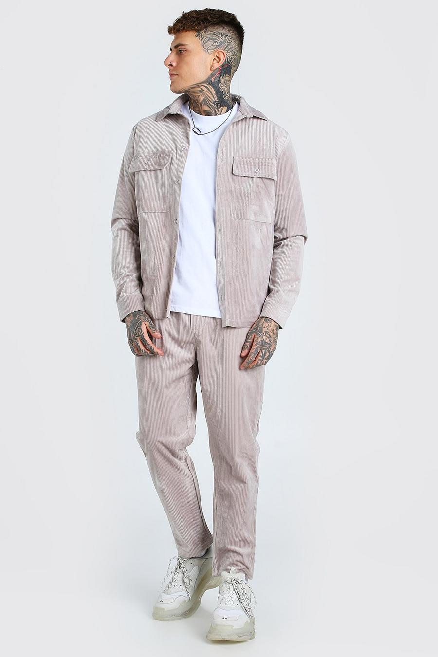 Stone Corduroy Utility Shirt And Trouser Set image number 1