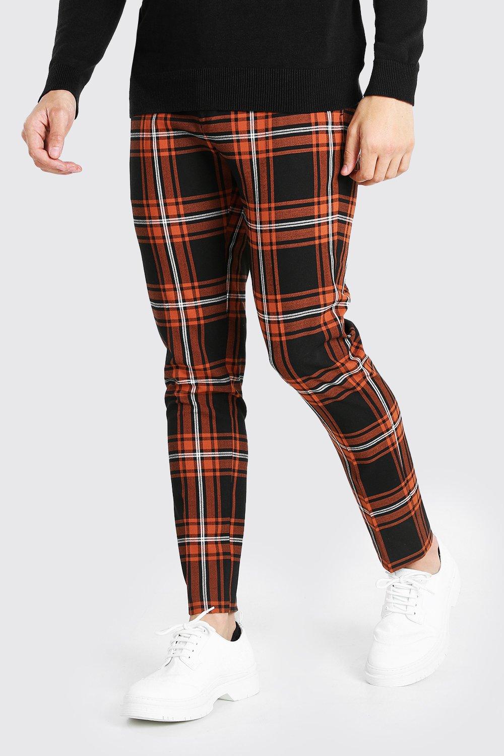 Orange store tartan pants