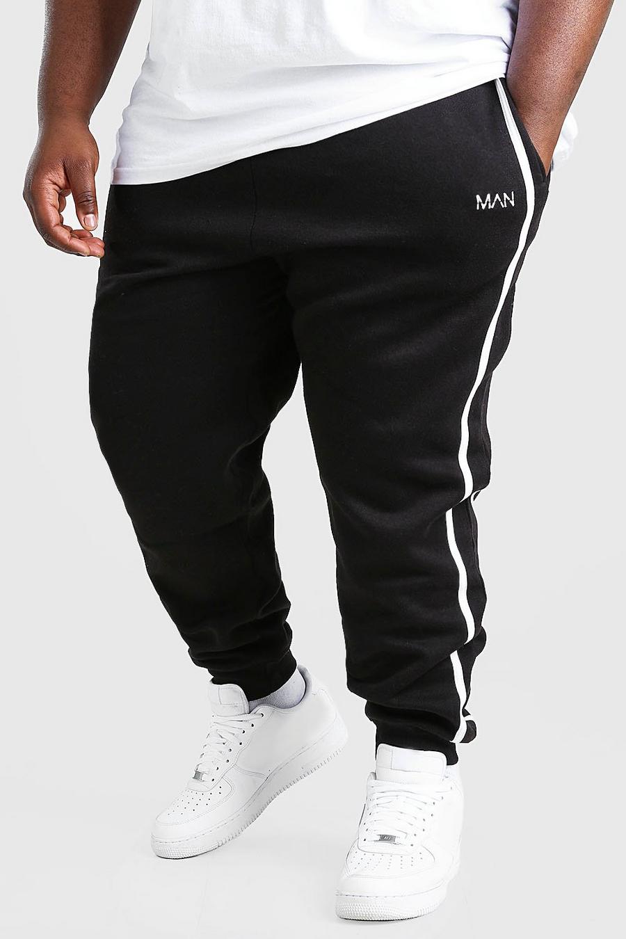 Black Plus Size MAN Dash Jogger With Side Tape image number 1