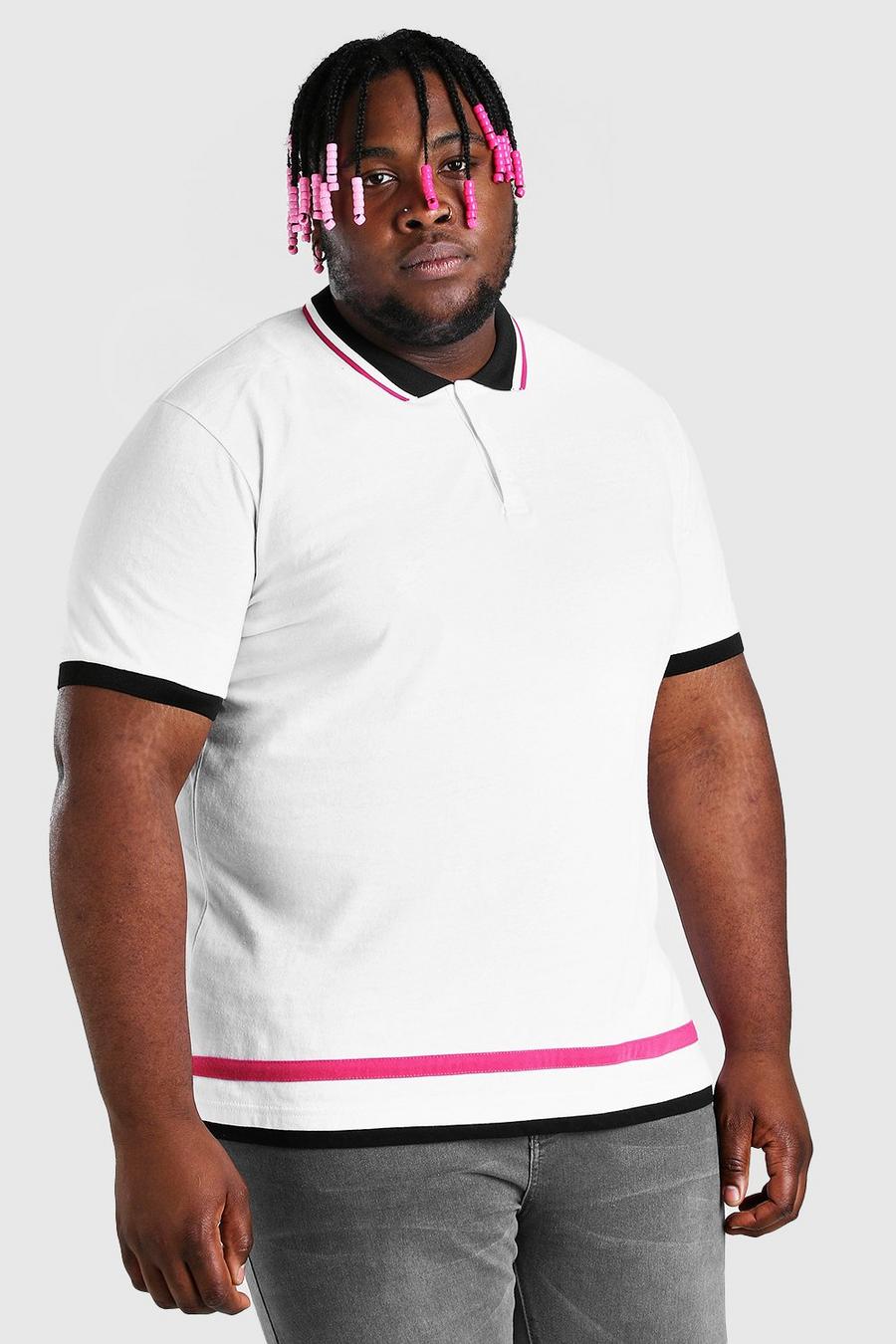 White vit Plus Size Polo With Contrast Tipping image number 1