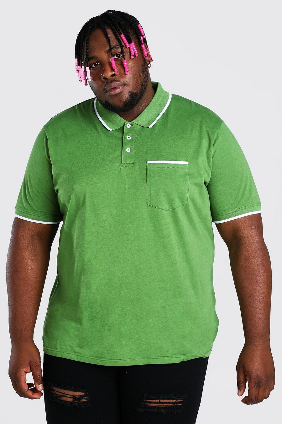 Green Plus Size Polo Met Contrasterende Zomen image number 1