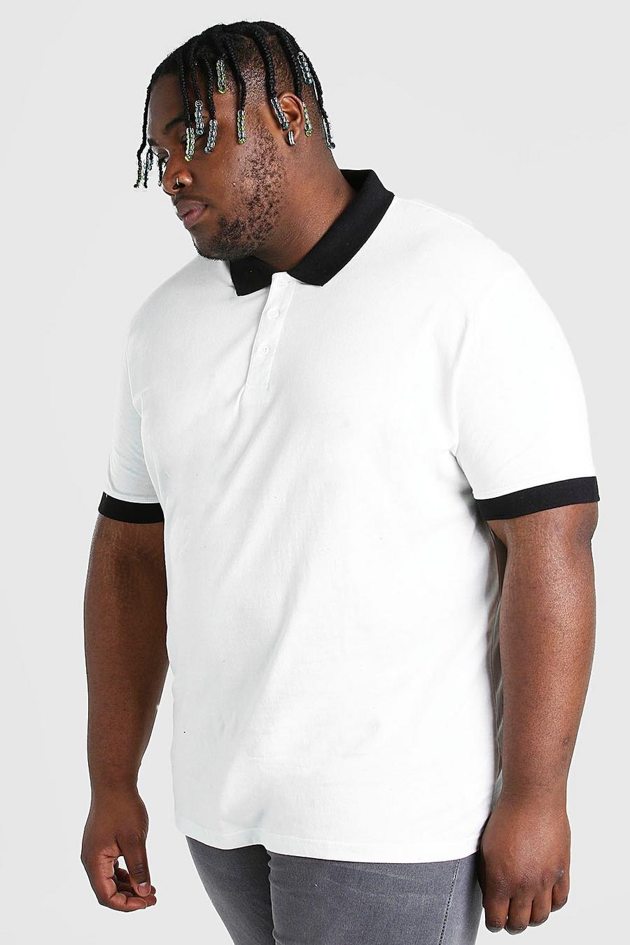 Ecru Plus Size Polo With Contrast Collar And Cuff image number 1