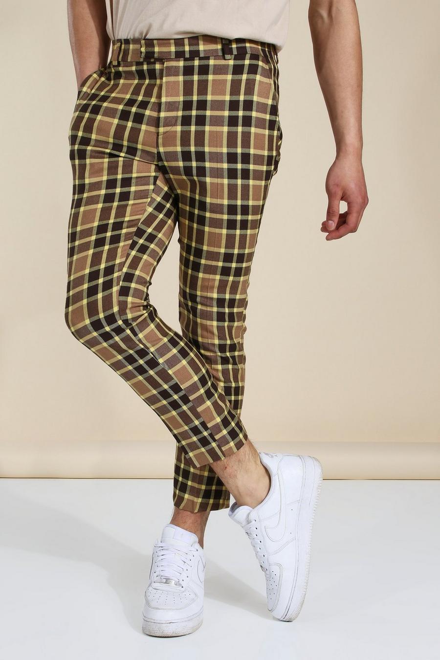 Brown Skinny Crop Check Tailored Trouser image number 1