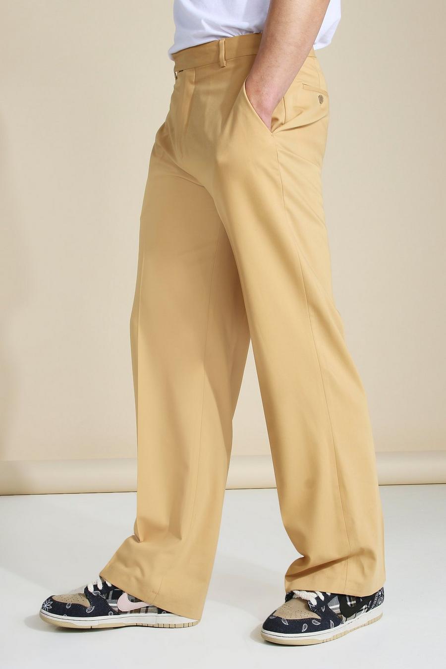 אפור חום מכנסיים מחויטים בגזרה רחבה image number 1