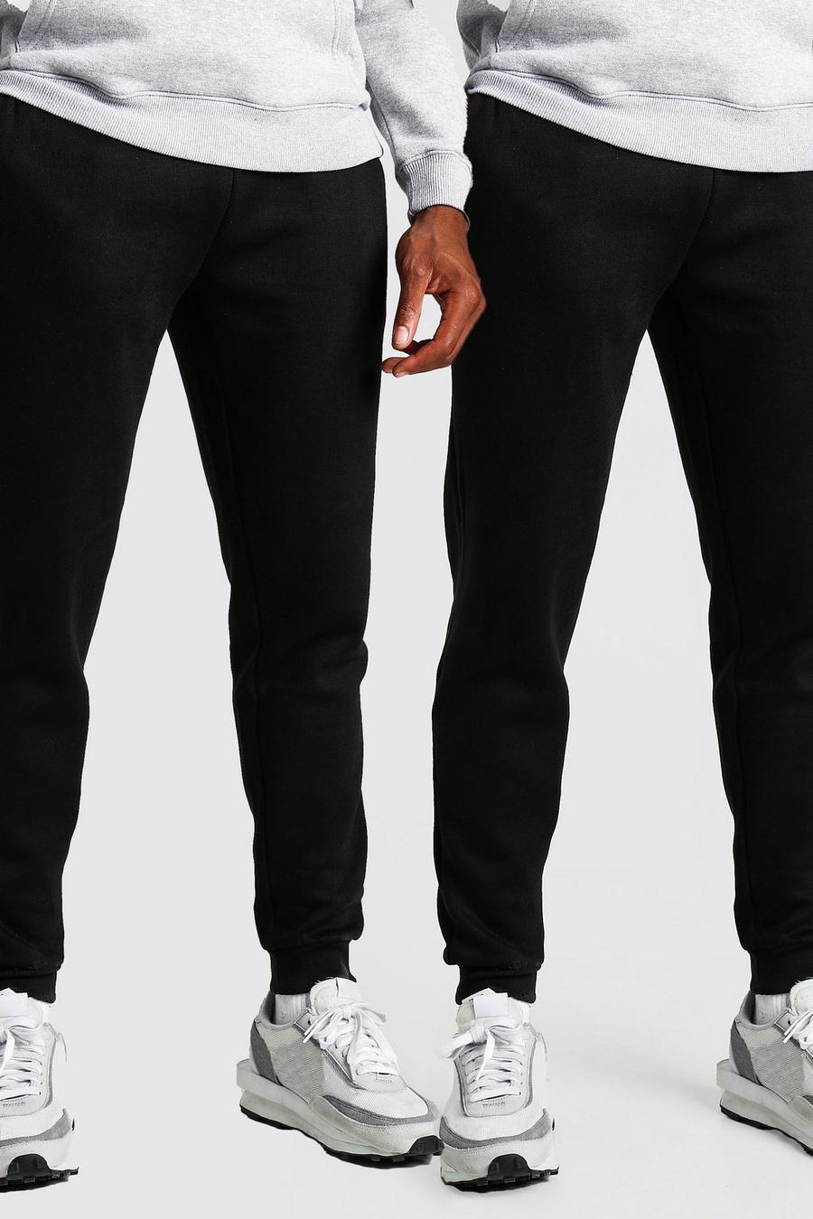 Black 2 Pack Slim Fit Basic Track Pants image number 1