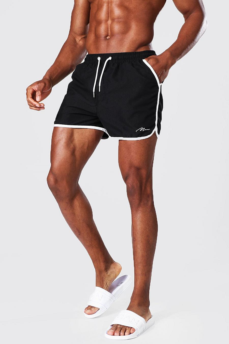 Black Man Signature Runner Swim Shorts image number 1
