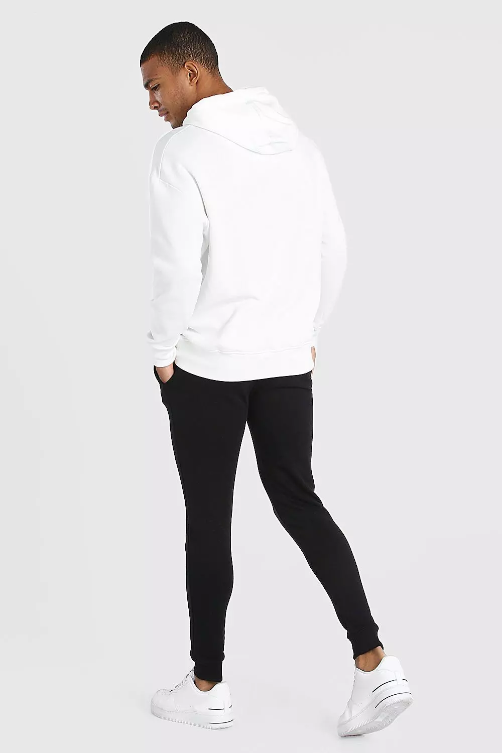 White hoodie black joggers clearance