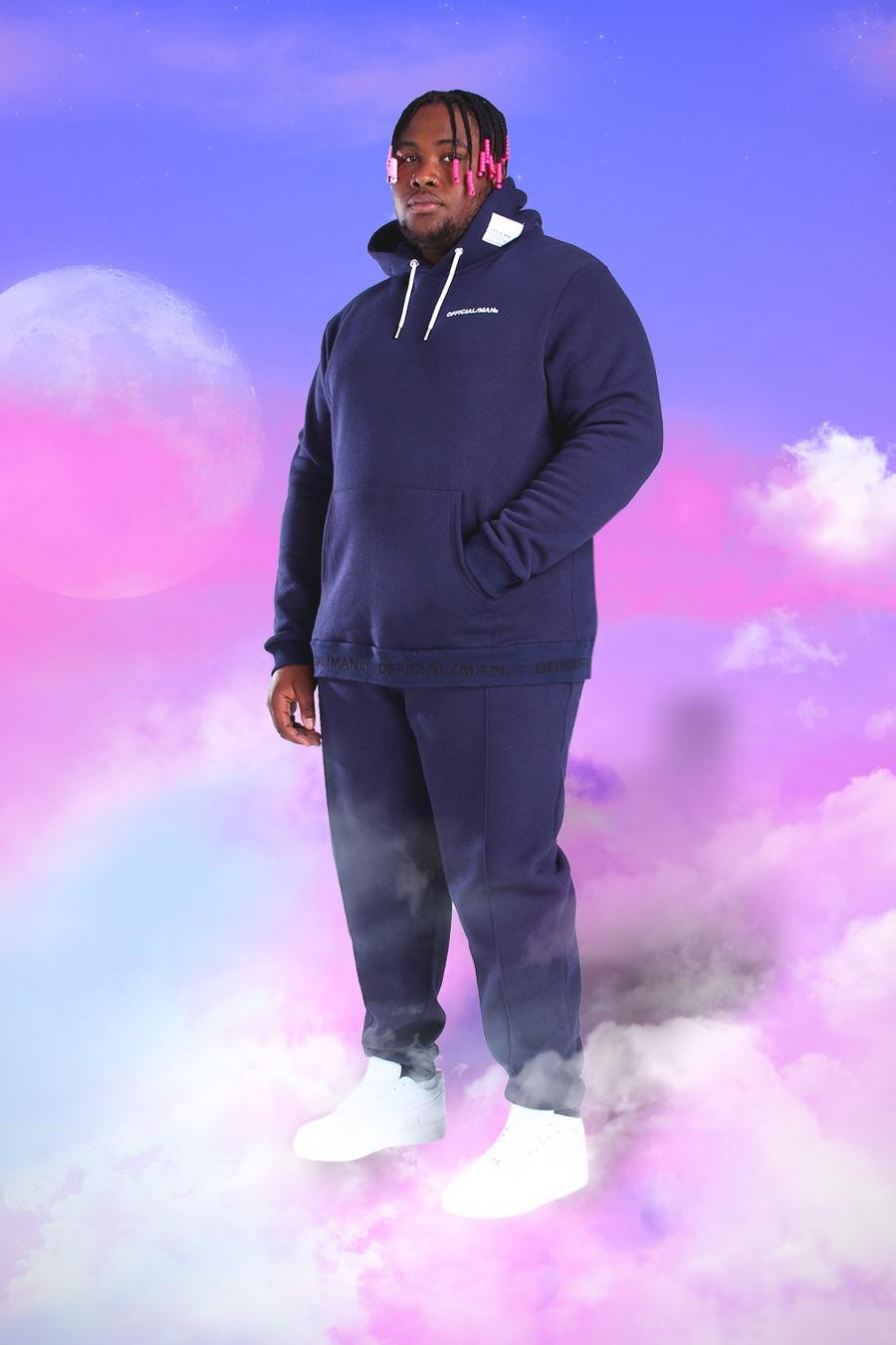 Navy Plus Size Official MAN Hooded Tracksuit image number 1