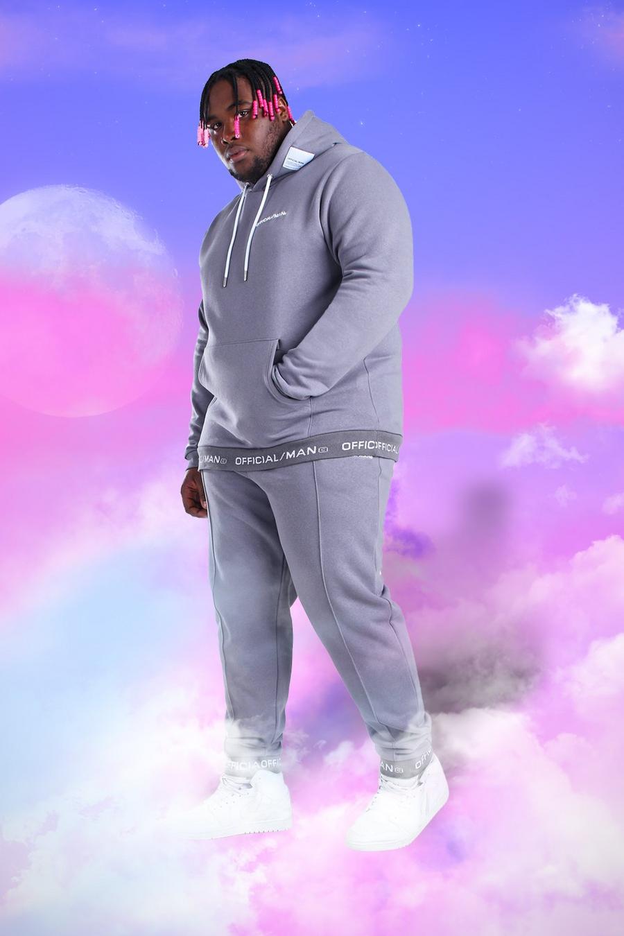 Slate Plus Size Official MAN Hooded Tracksuit image number 1
