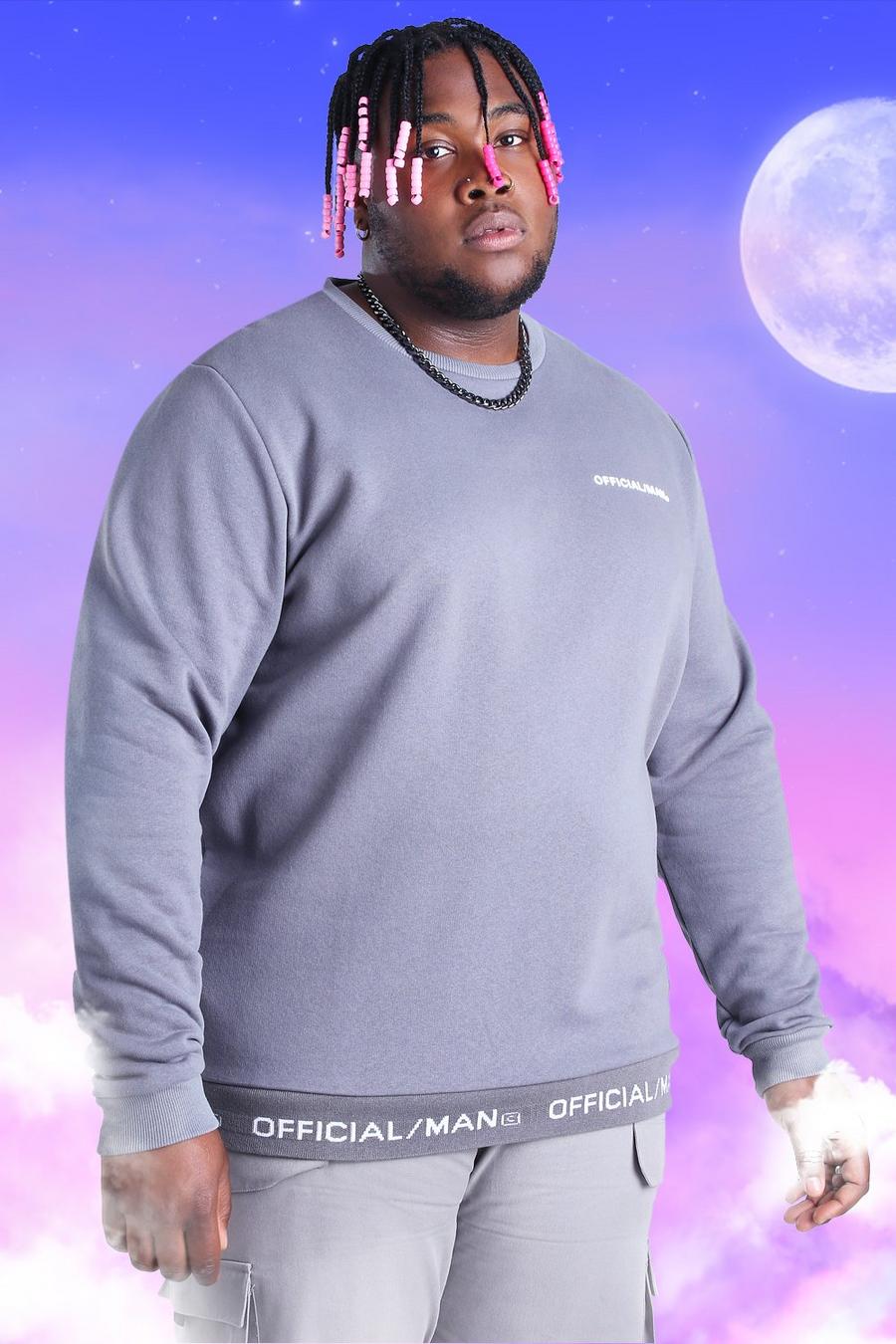 Slate Plus Size Official MAN Rib Detail Sweater image number 1