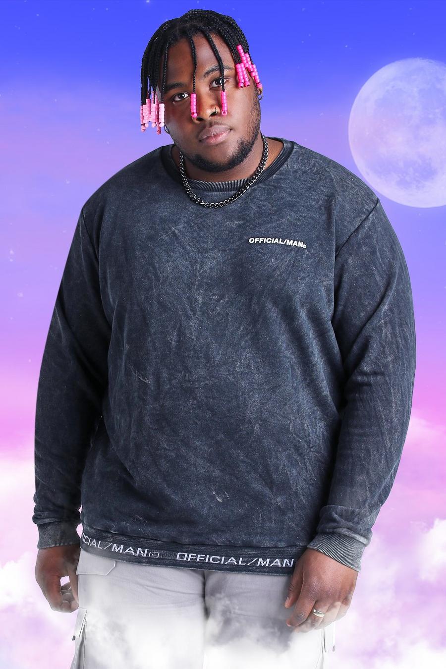 Black Plus Size Official MAN Rib Detail Sweater image number 1