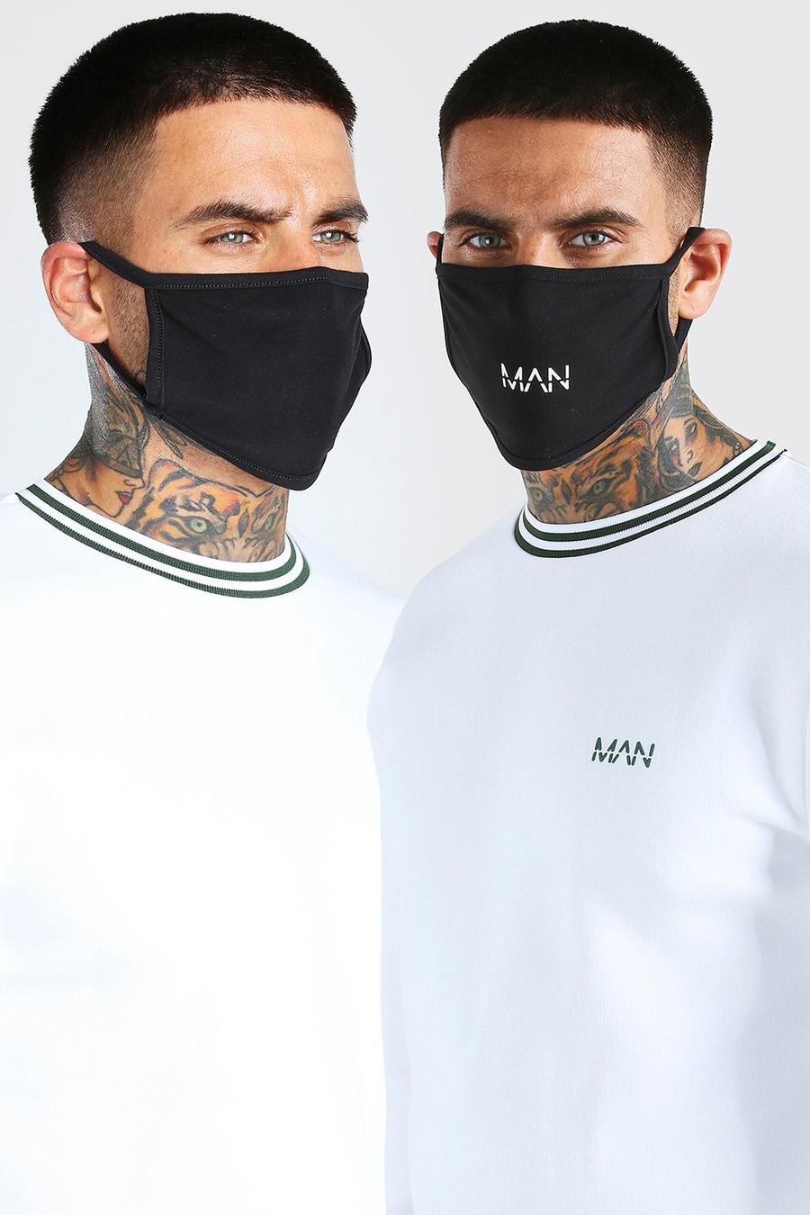 4er-Pack Fashion-Masken mit MAN-Streifen, Schwarz black