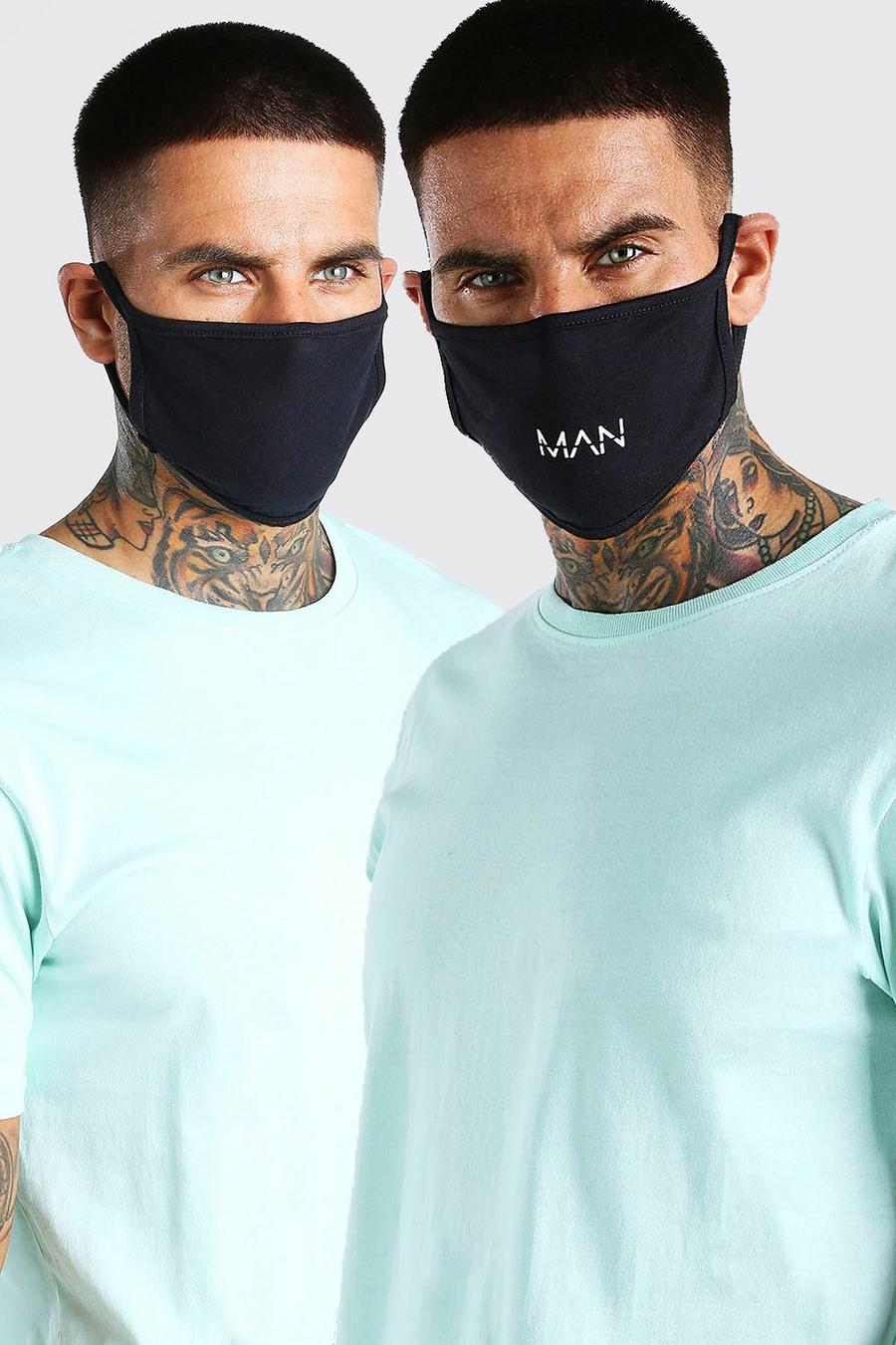 4er-Pack Fashion-Masken mit bunten MAN-Streifen, Mehrfarbig image number 1