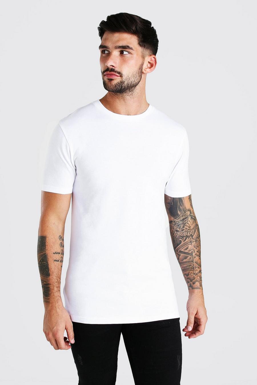 White T-shirt i muscle fit med rund hals image number 1