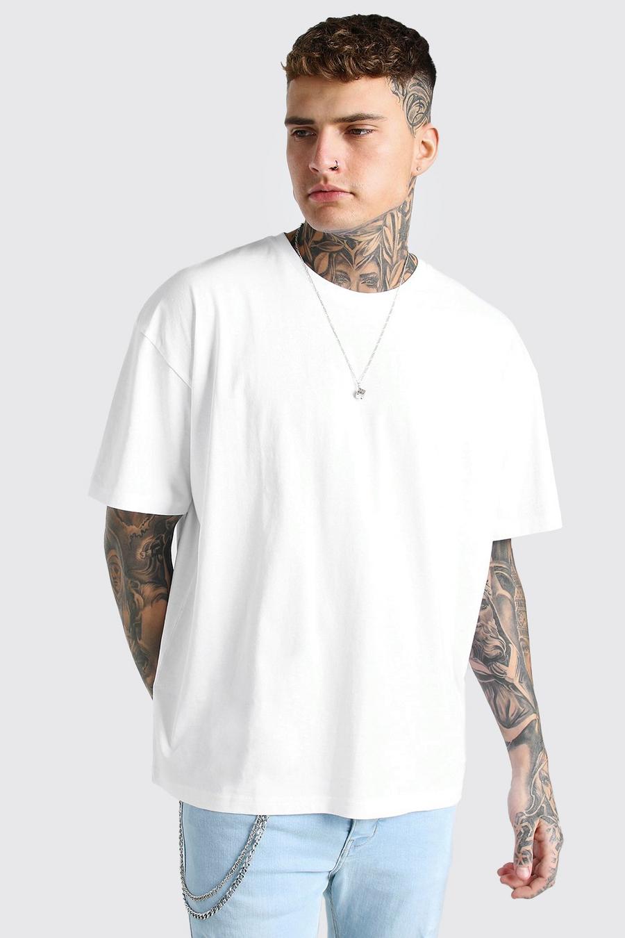 White Oversize t-shirt med rund hals image number 1