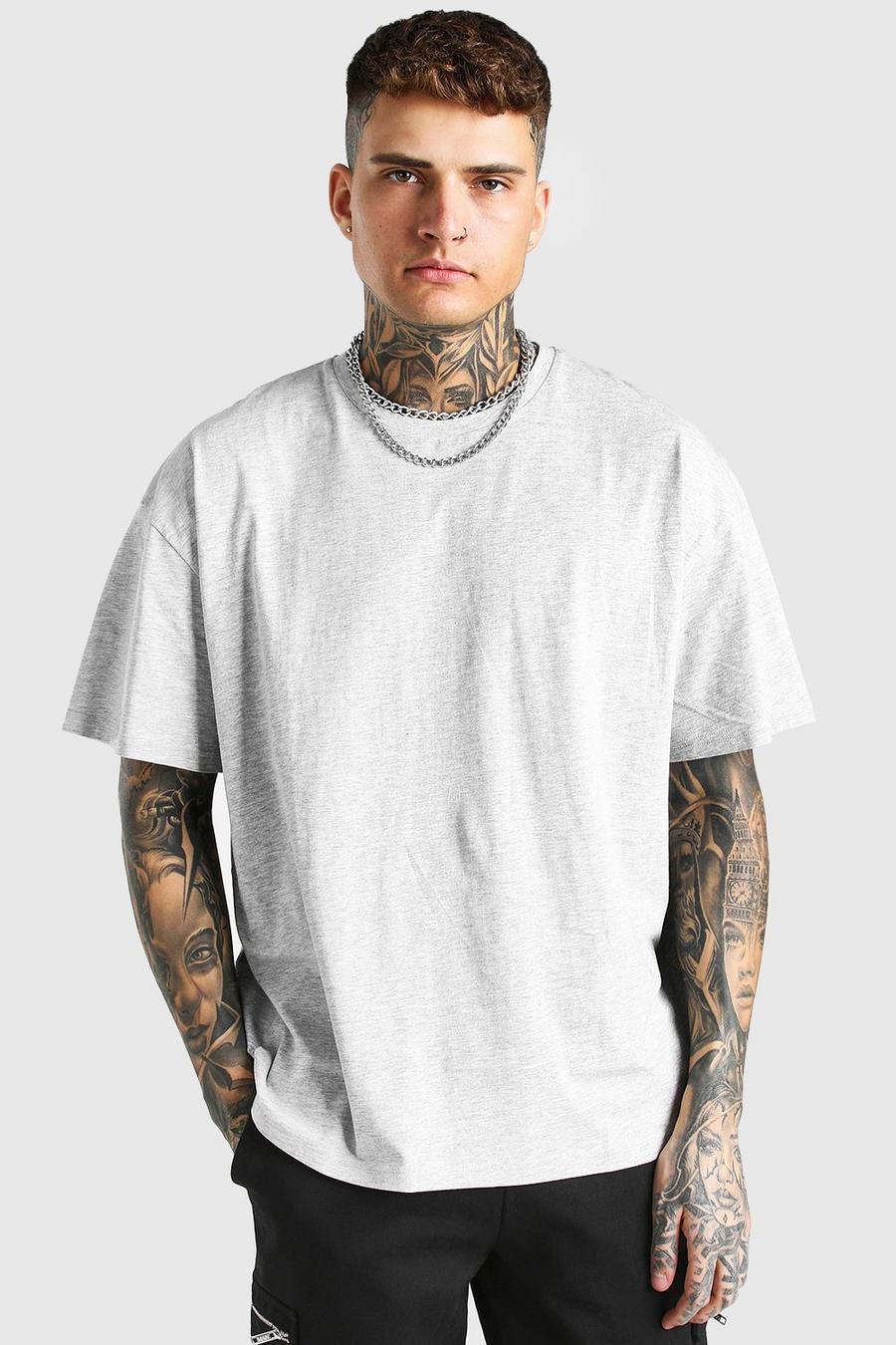 Grey marl Oversize t-shirt med rund hals image number 1