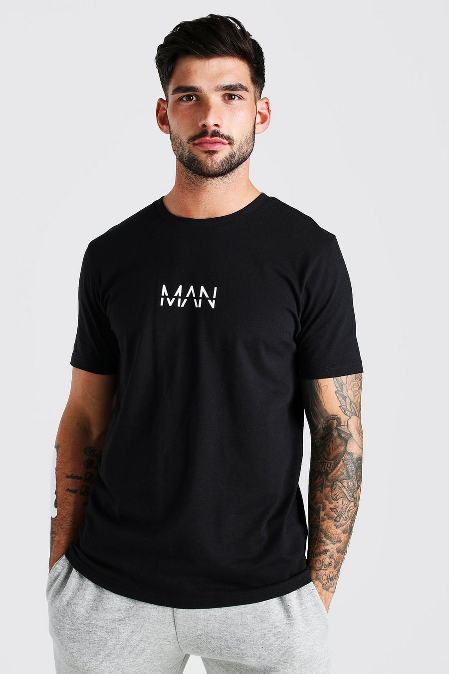 T-Shirt mit originalem MAN Logo Print, Schwarz image number 1