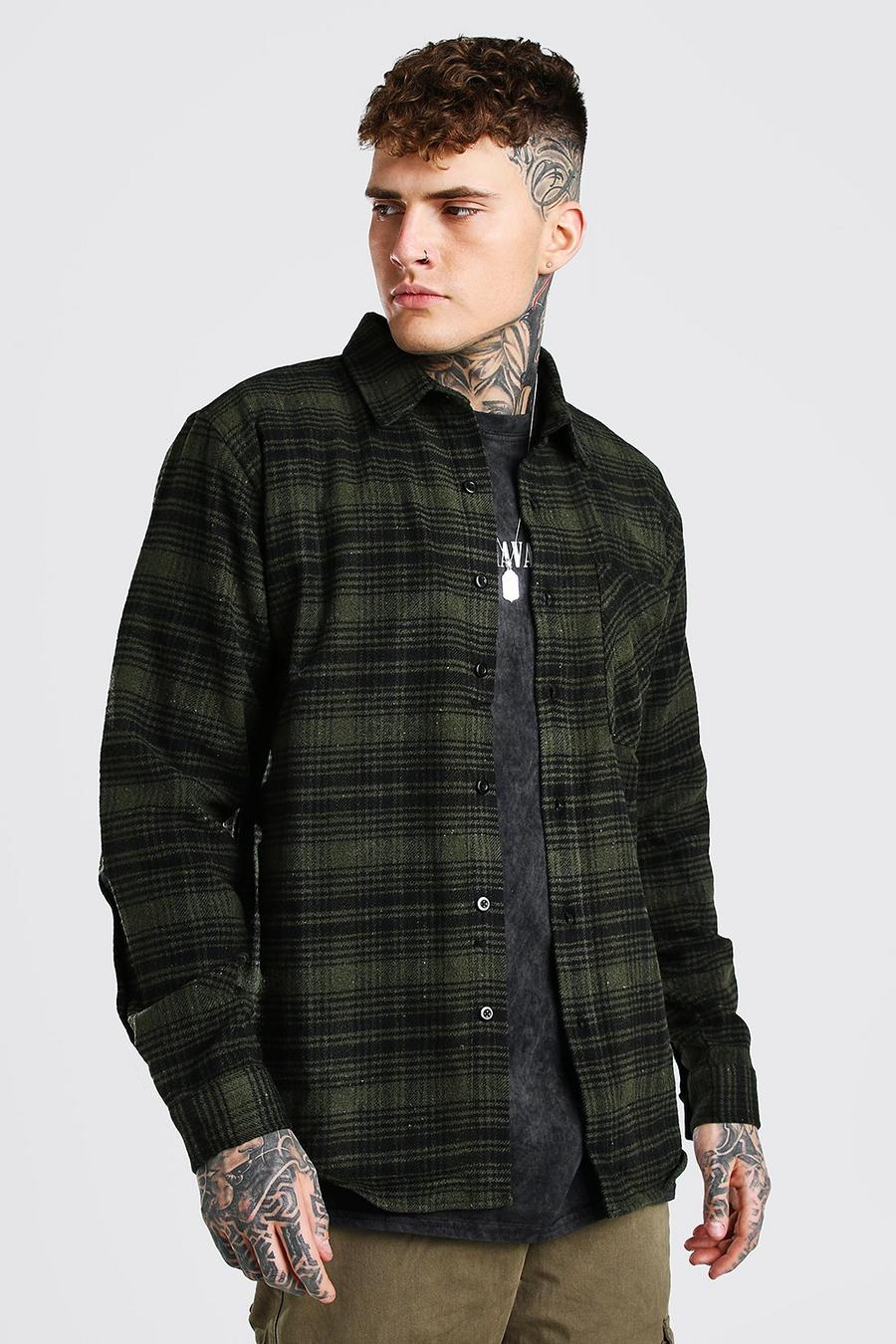 Khaki Heavy Weight Flannel Overshirt image number 1
