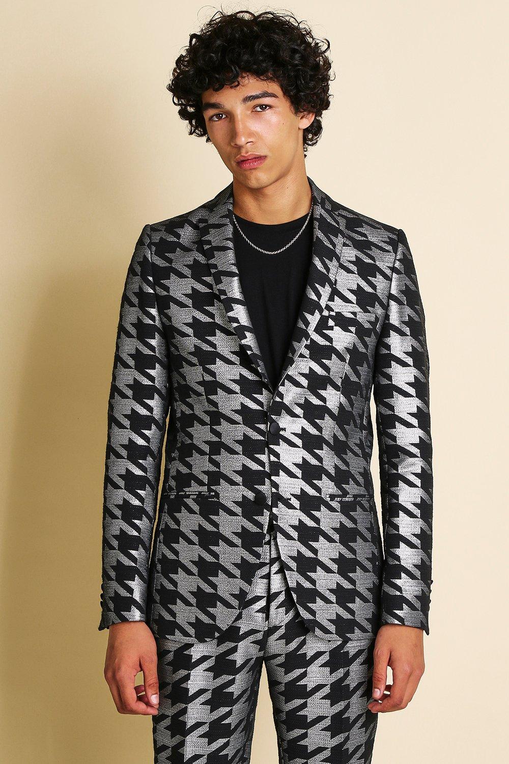 metallic silver suit jacket