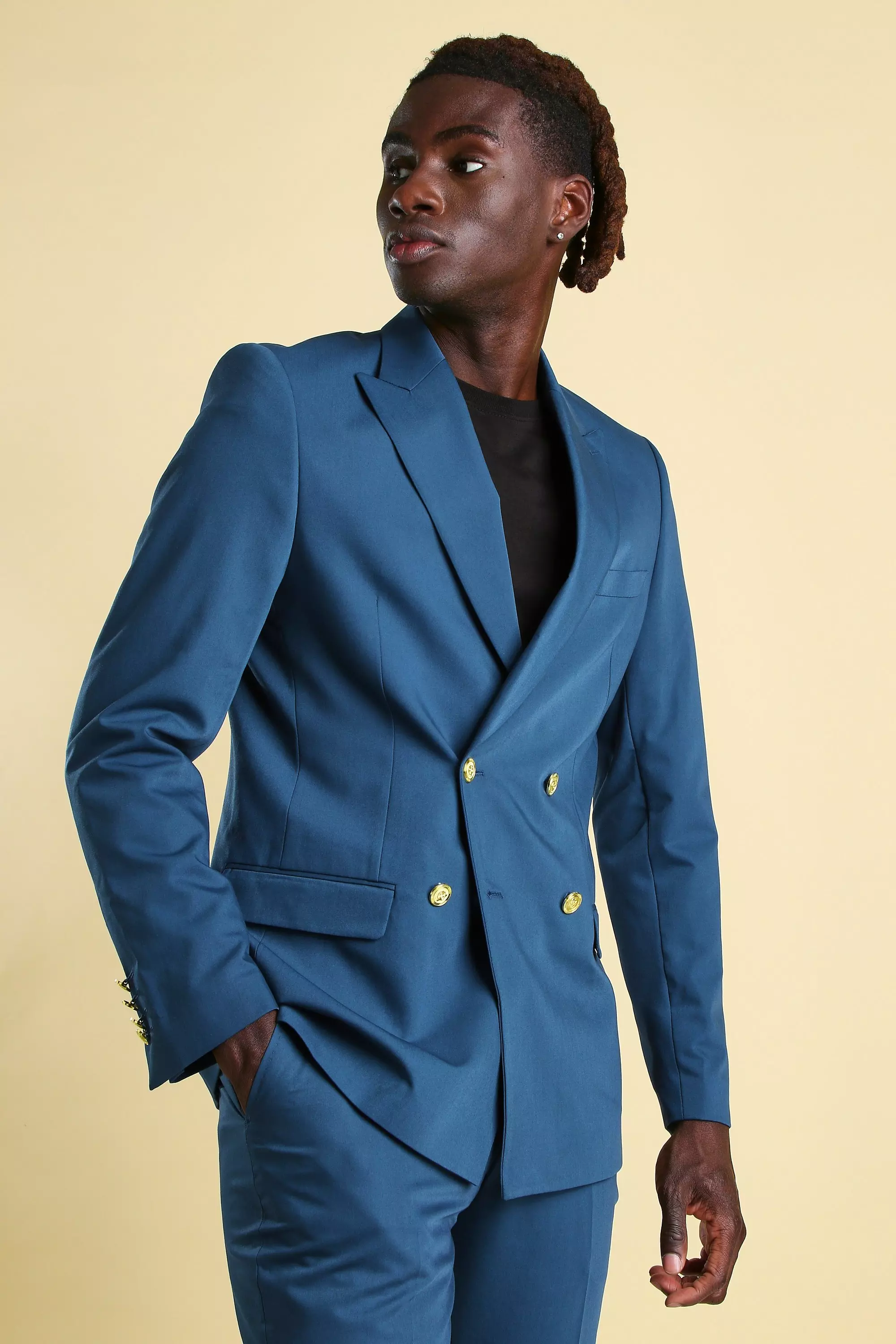 Teal double hot sale breasted suit